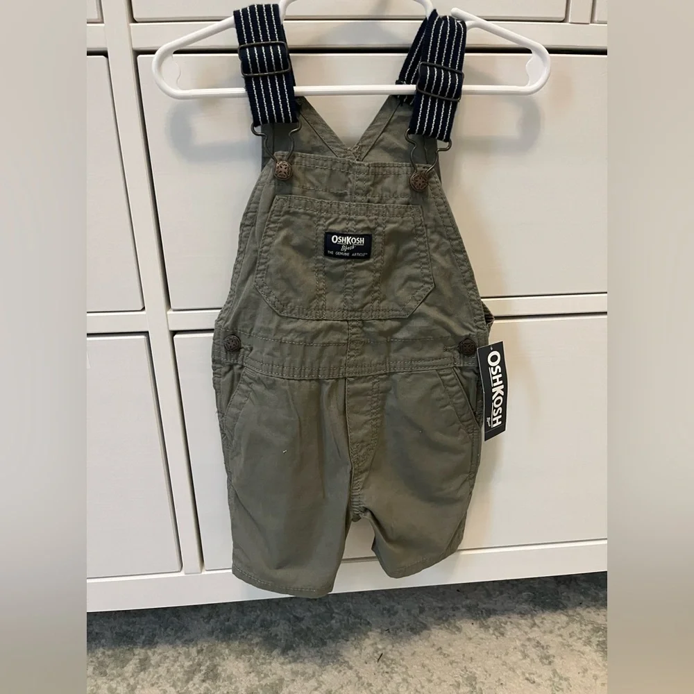 NWT OshKosh B’Gosh Overall Shorts Shortalls Forest Green